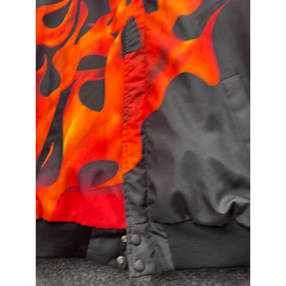 Swingster Mac Tools Racing Jacket Flame Checkered Flag Bomber Black Orange Mens